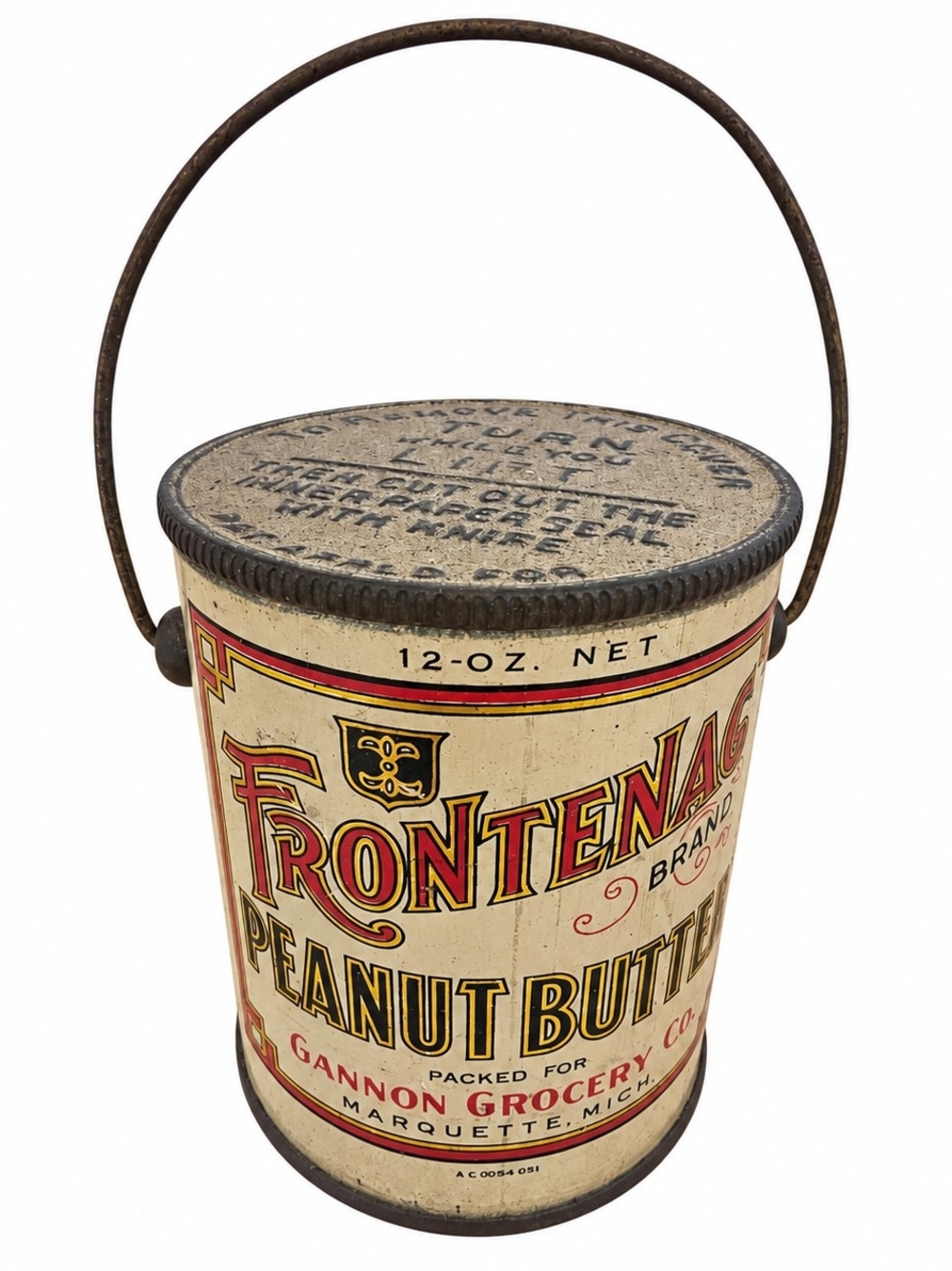 Vintage Frontenac Peanut Butter Advertising Tin Gannon Grocery